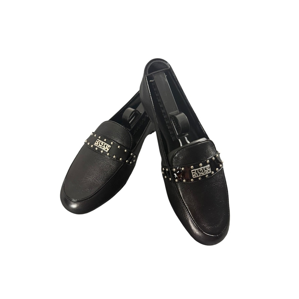 Brighton Black Studded Flats Made in Brazil Almond Toe Flats Size 6.5M